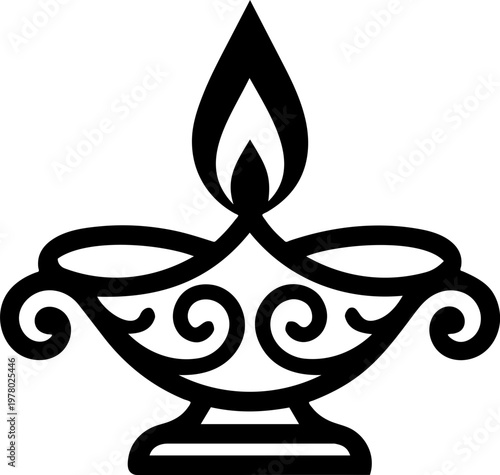 Lit Indian oil lamp diya for Diwali festival