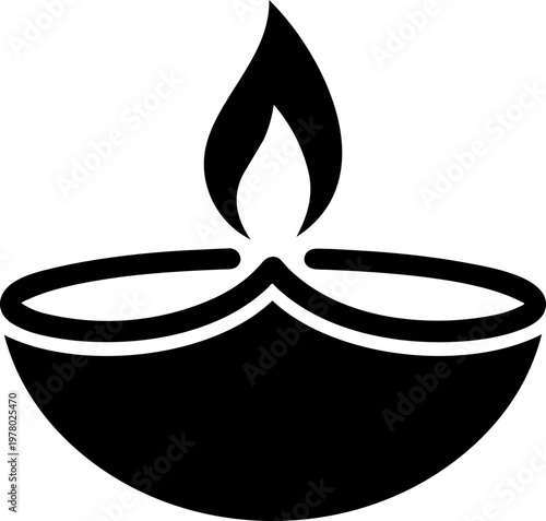 Lit Indian oil lamp diya for Diwali festival