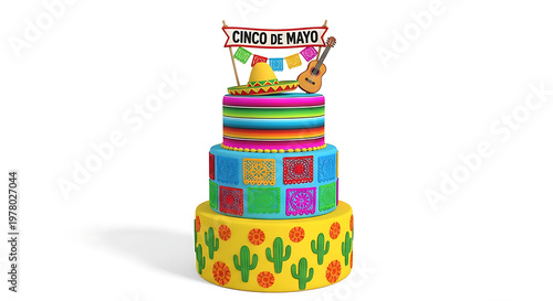 Colorful cinco de mayo celebration cake with cactus and guitar cinco de mayo mexico 5 may festival holiday template poster banner download 2026 2027