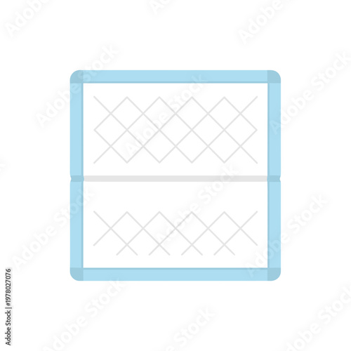 Isolated puppy training pad with blue border on white background, featuring quilted pattern for absorption and protection