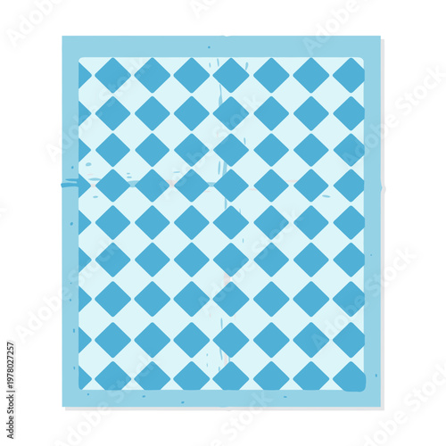 Puppy training pad with blue diamond pattern, isolated on a white background, showcasing absorbent layers and clean design