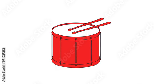 Red Drum with Sticks - Musical Instrument for Performance and Celebration