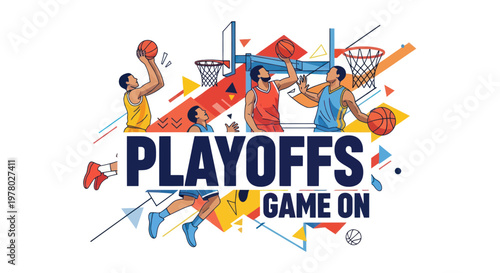 Basketball Playoffs Game On Dynamic Action Illustration