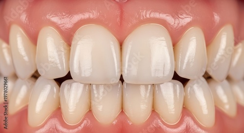Fotografie Close-up of healthy white teeth, dental care, oral hygiene and beautiful smile