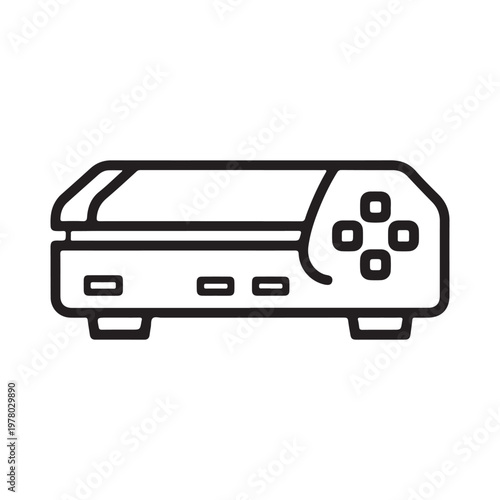 Gaming console with controller attached side view