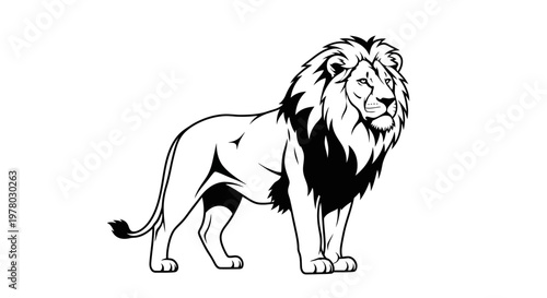 Majestic Lion Silhouette A Symbol of Strength, Courage, and Royalty in Black and White Illustration