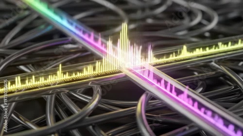 Abstract Digital Audio Spectrum Visualization Over Tangled Wires