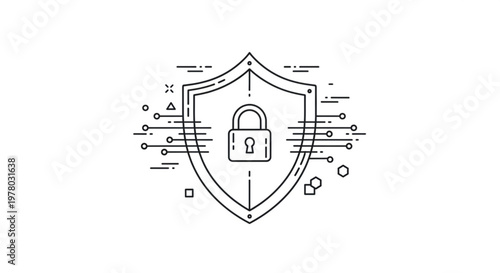 Protecting digital assets with a strong security shield and data protection icons representing cybersecurity and online safety