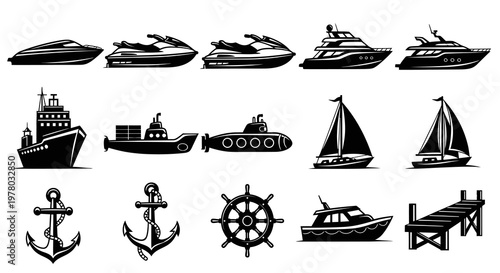 Nautical Vessel and Marine Transportation Vector Collection
