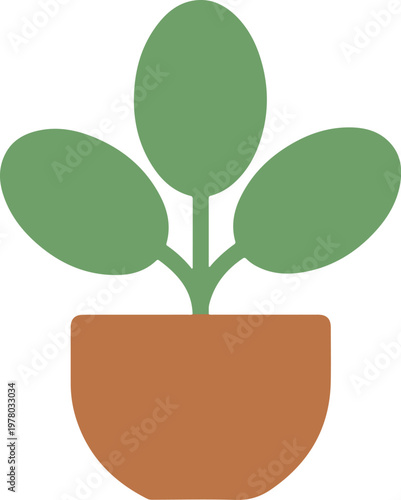 Green potted plant icon, a simple illustration representing nature and growth, perfect for your digital projects