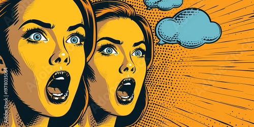 Shocked Woman in Retro Comic Book Style