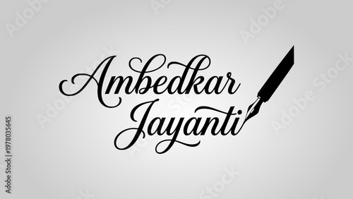 Ambedkar Jayanti Calligraphic English Text Design in Solid Black Minimal Vector Style