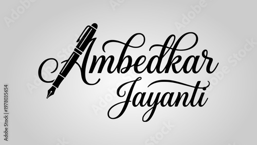 Ambedkar Jayanti Calligraphic English Text Design in Solid Black Minimal Vector Style