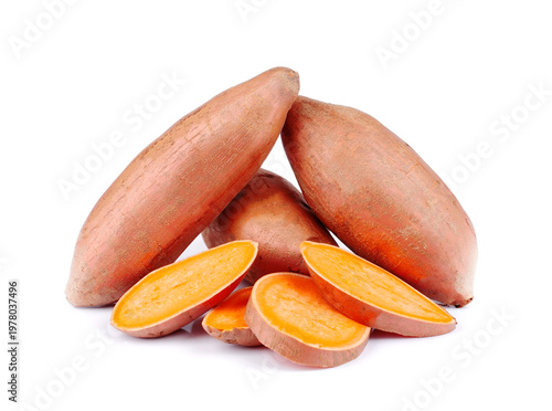Tasty fresh sweet potato isolated on white background.