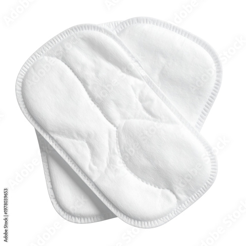 Two white reusable cloth diaper inserts stacked on a white background