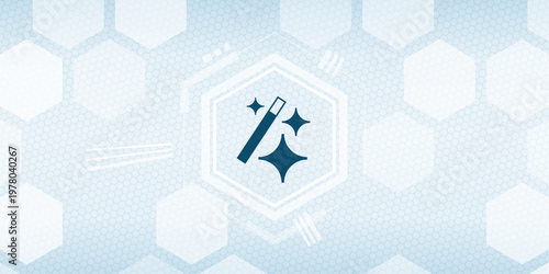 Magic Wand with Stars Icon on Blue Tech Background Vector for Creative Solutions Innovation and Magic Concept