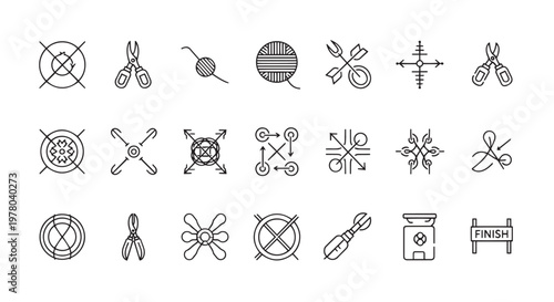 Minimalist Craft and Gardening Line Icons Set for Creative Projects