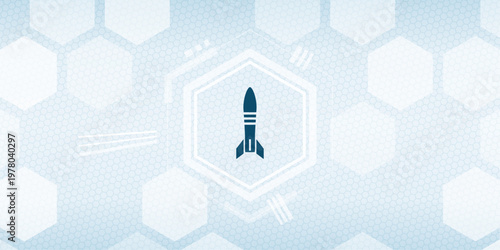 Rocket Startup Icon on Blue Technology Background Vector for Business Launch Growth and Innovation Success Concept