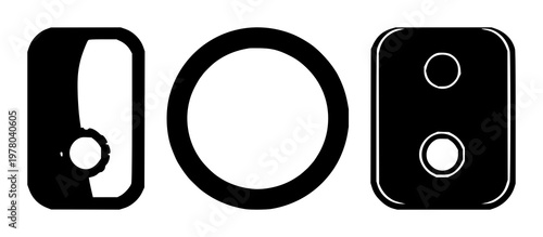 Doorbell icon set with solid black icon, white background featuring doorbell, icon, graphic, vector with minimalism and line art