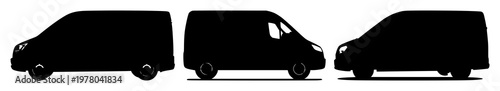 Fleet management van set with solid black icon on white background featuring van, fleet, transportation with shipping and logistics