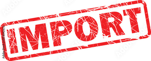 A red import stamp on a white background
