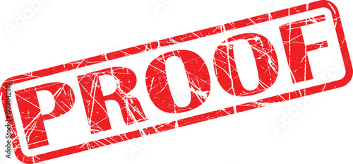 A red stamp with the word proof on it