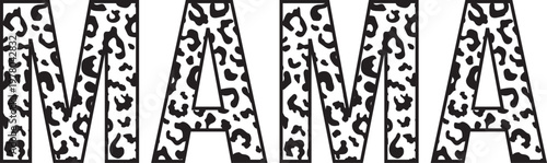 MAMA Outline Typography Filled Leopard Print Stylish Fashion Design