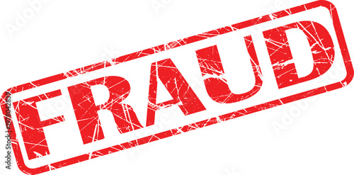 A red stamp with the word fraud on it
