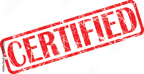 A red stamp with the word certified on it