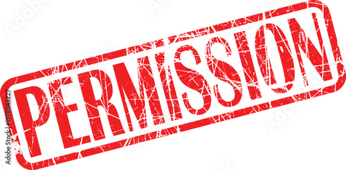A red permission stamp on a white background