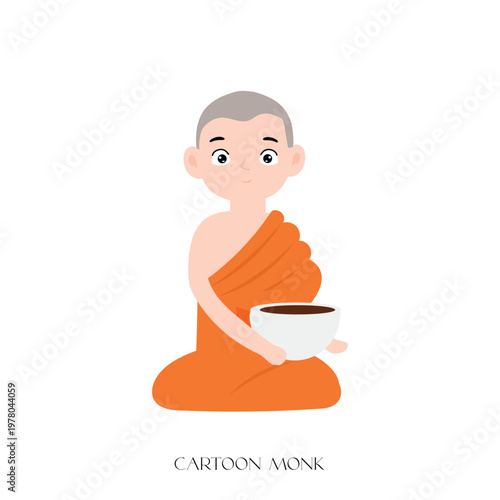 Southeast Asian Cultural. Standing Thai Monk Greeting in Meditation Robes