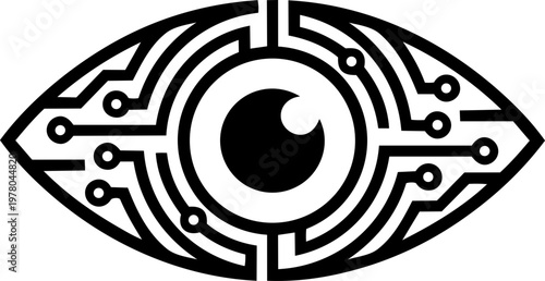 Mystical Floating Eye Symbol With Cosmic Rays And Stars