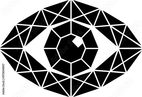 Mystical Floating Eye Symbol With Cosmic Rays And Stars