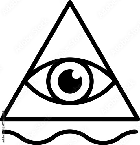 Mystical Floating Eye Symbol With Cosmic Rays And Stars