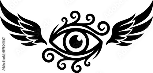 Mystical Floating Eye Symbol With Cosmic Rays And Stars