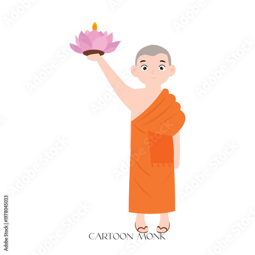 Monk meditating on top. monk character religious