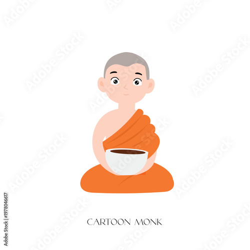 Man monk meditating in lotus pose yoga vector illustration