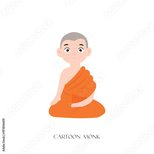 Man monk meditating in lotus pose yoga vector illustration