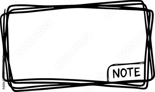 Hand-drawn sketchy sticky note frame with doodle paper texture