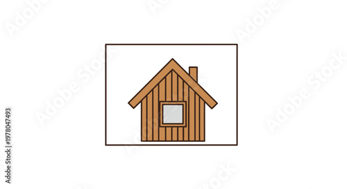 Simple Wooden Cabin Illustration with Chimney and Window