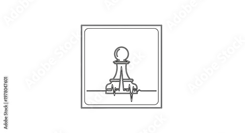 Single Line Drawing of a Chess Pawn on a White Background