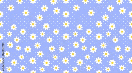 Seamless White Daisy Pattern on Light Blue