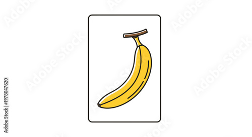 Single yellow banana illustration on a white background, simple cartoon style
