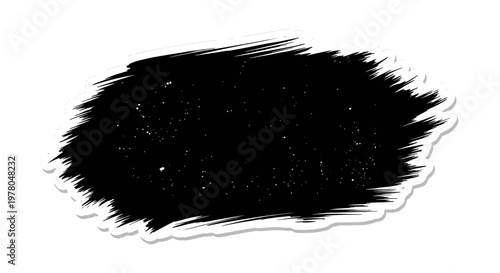 Black Grunge Brush Stroke Splatter Effect Isolated on White Background