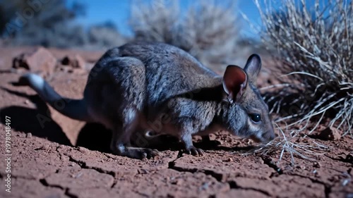 Bilby emerging from its burrow in the Australian desert