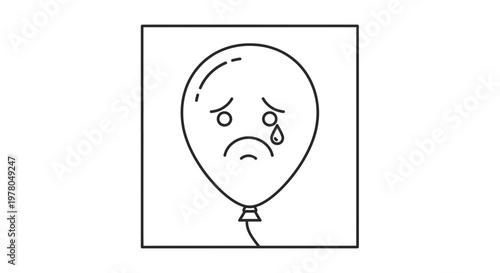 Sad Balloon Crying with Tear Drop, Expressing Sadness and Disappointment