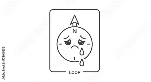 Sad Compass Emoji Crying Tears, Lost Direction, Feeling Sadness, Mental Health Concept
