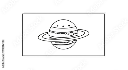 Saturn Planet Ringed Celestial Body Outline Illustration