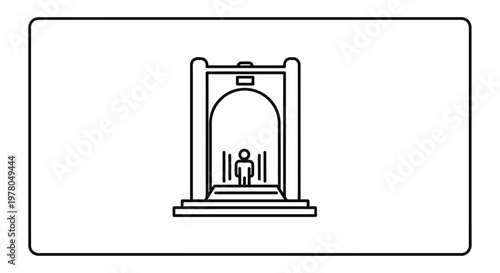 Security Scanner Archway with Person Inside, Airport or Building Entrance