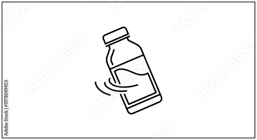 Shaking Bottle with Liquid and Waves Icon